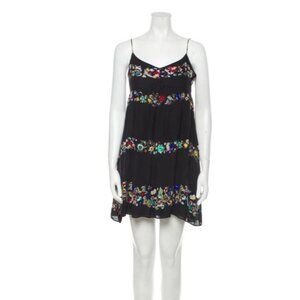 Derek Lamb Crosby 100% Silk Black Floral Dress Size 8 Adjustable Straps